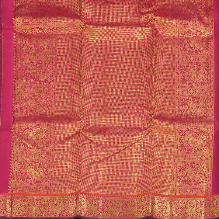 Hayagrivas Handloom Royal Blue Kanjivaram Silk Saree with Pink Border KSBE76L9-16
