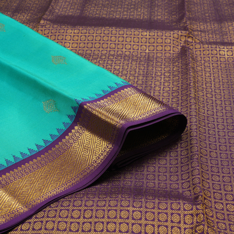 Hayagrivas Handloom Rexona Green Kanjivaram Silk Saree with Violet Border KSBE76L9-20