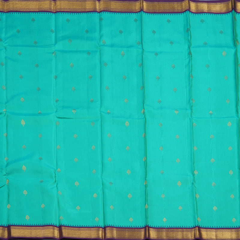 Hayagrivas Handloom Rexona Green Kanjivaram Silk Saree with Violet Border KSBE76L9-20
