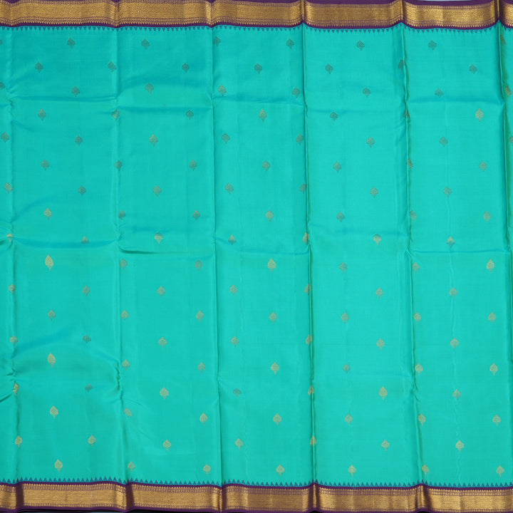 Hayagrivas Handloom Rexona Green Kanjivaram Silk Saree with Violet Border KSBE76L9-20