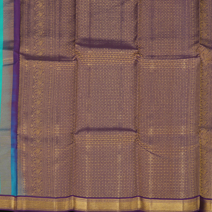 Hayagrivas Handloom Rexona Green Kanjivaram Silk Saree with Violet Border KSBE76L9-20