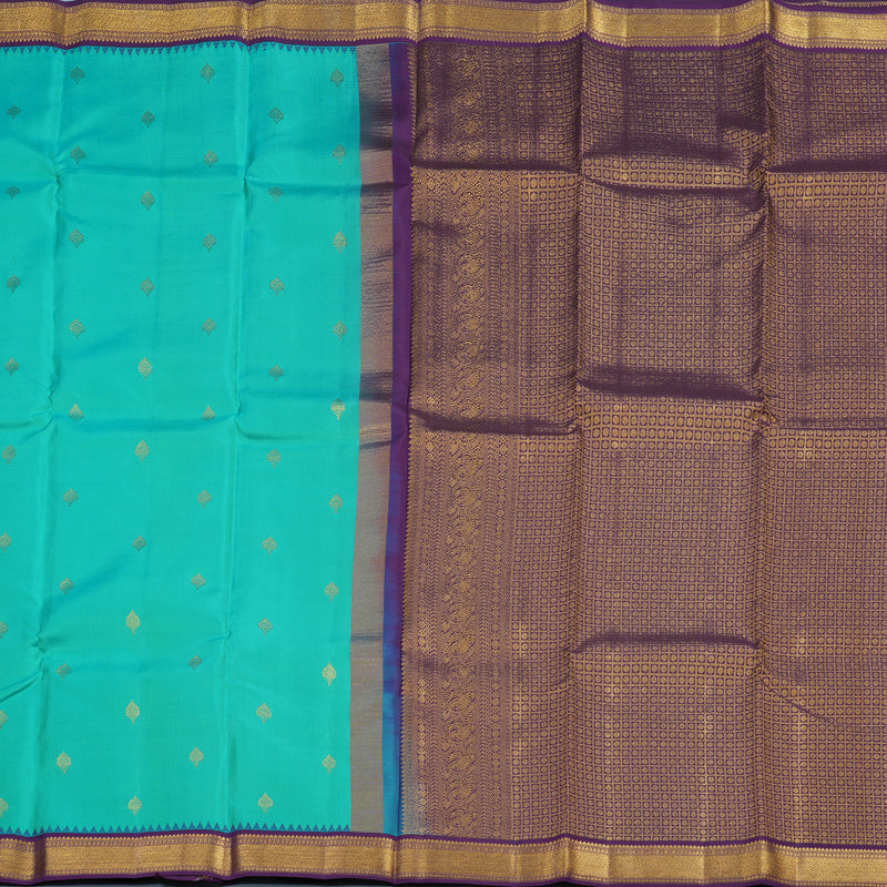 Hayagrivas Handloom Rexona Green Kanjivaram Silk Saree with Violet Border KSBE76L9-20
