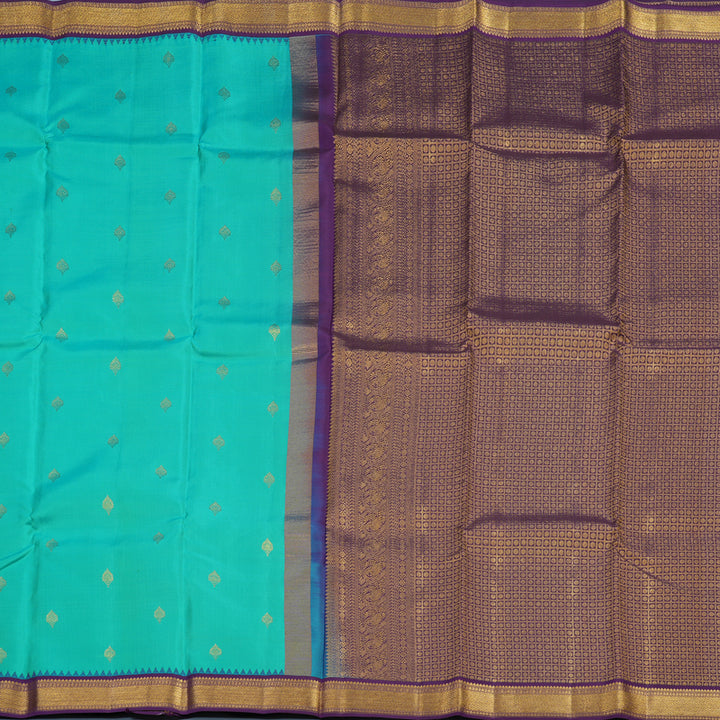 Hayagrivas Handloom Rexona Green Kanjivaram Silk Saree with Violet Border KSBE76L9-20