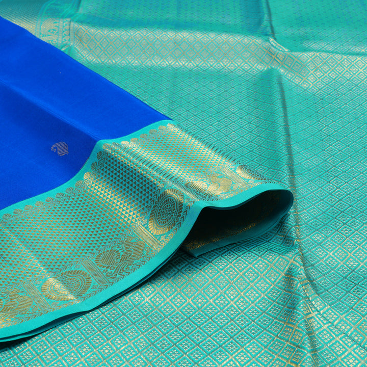 Hayagrivas Handloom MS Blue Kanjivaram Silk Saree with Sky Blue Border KSBE76L9-23
