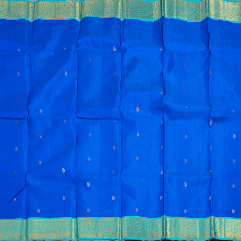 Hayagrivas Handloom MS Blue Kanjivaram Silk Saree with Sky Blue Border KSBE76L9-23
