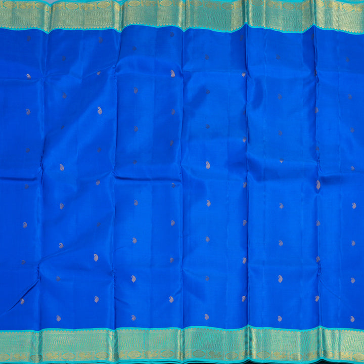 Hayagrivas Handloom MS Blue Kanjivaram Silk Saree with Sky Blue Border KSBE76L9-23