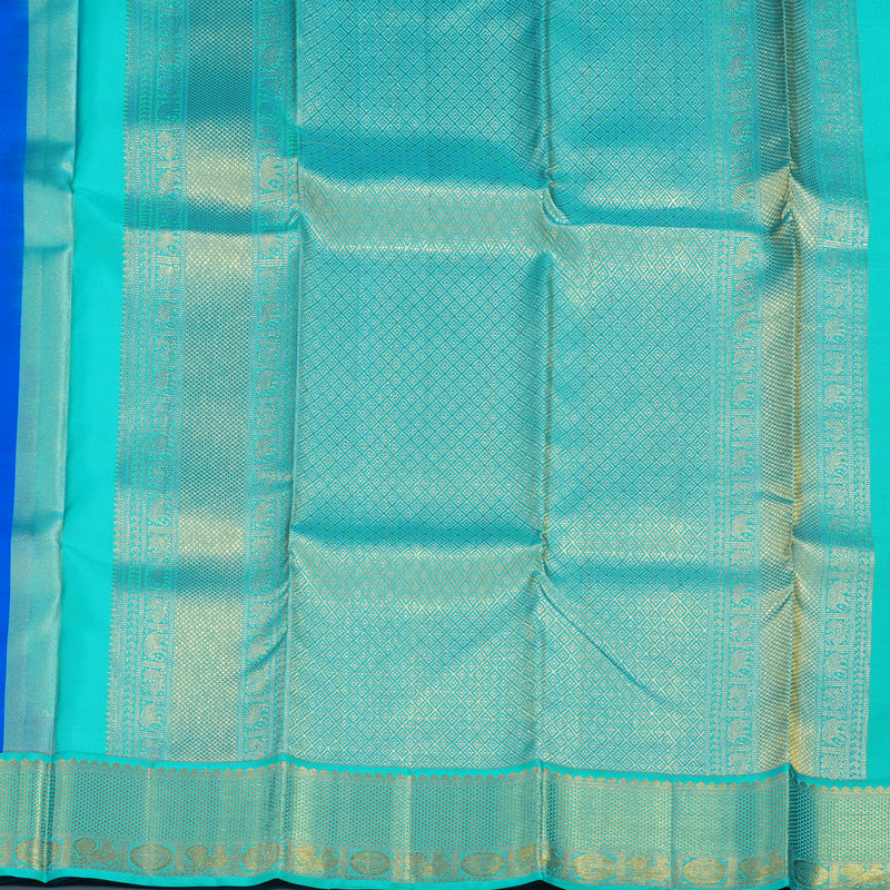 Hayagrivas Handloom MS Blue Kanjivaram Silk Saree with Sky Blue Border KSBE76L9-23