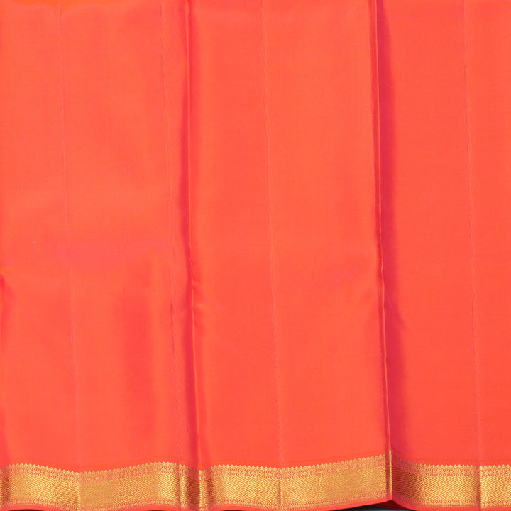 Hayagrivas Handloom Yellow Kanjivaram Silk Saree with Orangish-Pink Border KSBE76L9-5