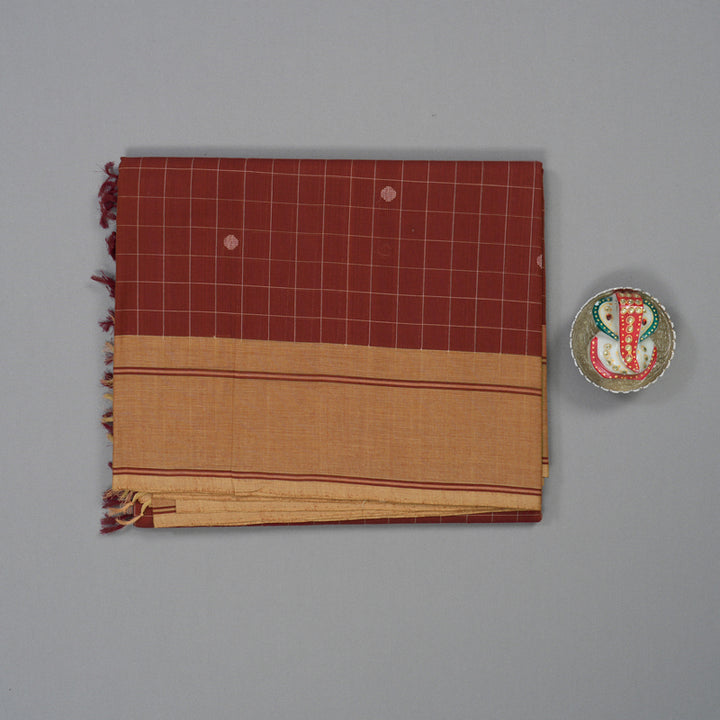Hayagrivas Brick Red Pure Chettinad Cotton Saree KSBE7H15-1