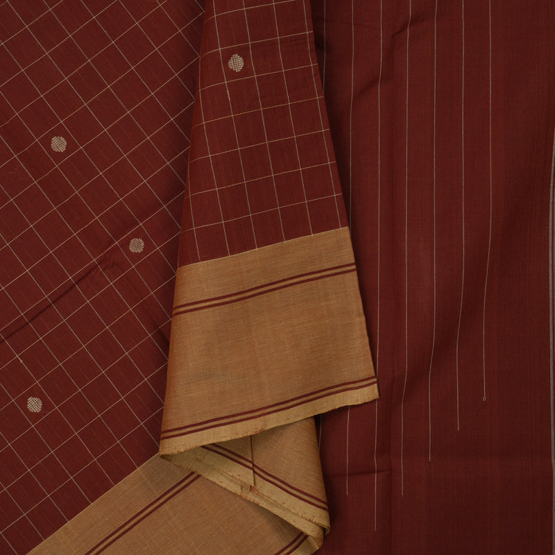 Hayagrivas Brick Red Pure Chettinad Cotton Saree KSBE7H15-1