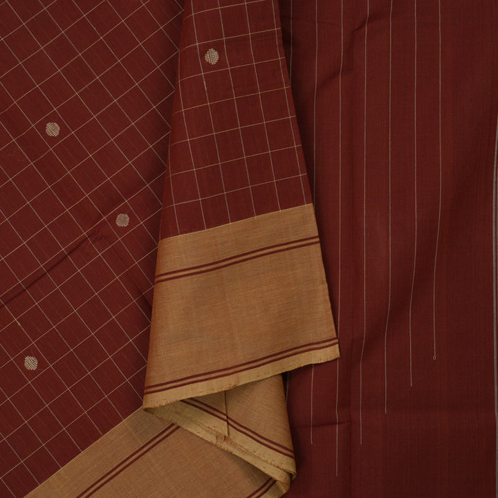 Hayagrivas Brick Red Pure Chettinad Cotton Saree KSBE7H15-1