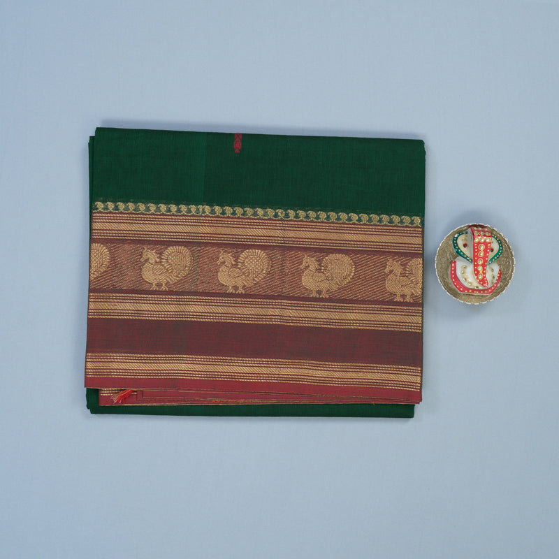 Hayagrivas Bottle Green Pure Chettinad Cotton Saree KSBE7H9-3