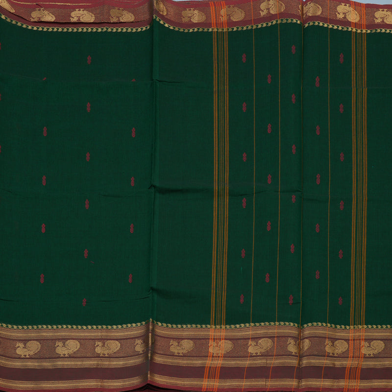 Hayagrivas Bottle Green Pure Chettinad Cotton Saree KSBE7H9-3