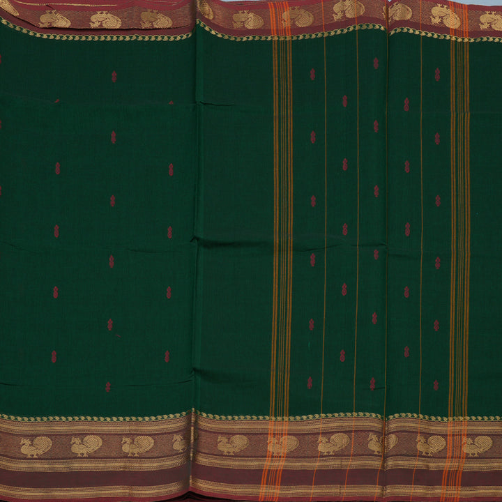 Hayagrivas Bottle Green Pure Chettinad Cotton Saree KSBE7H9-3