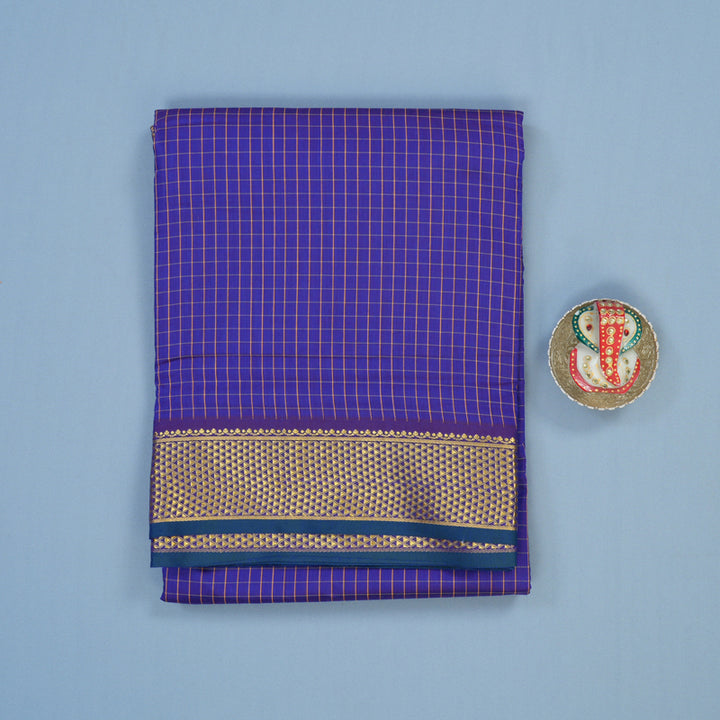 Hayagrivas Blue Ten Yards Semi Silk Saree KSBE82A11-2