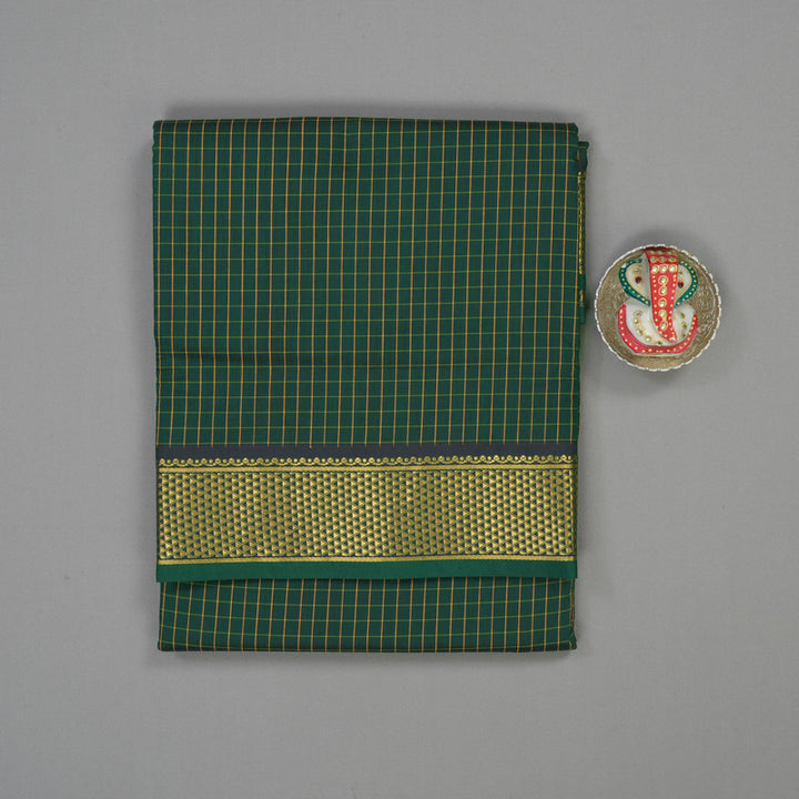 Hayagrivas Bottle Green Ten Yards Semi Silk Saree KSBE82A11-4