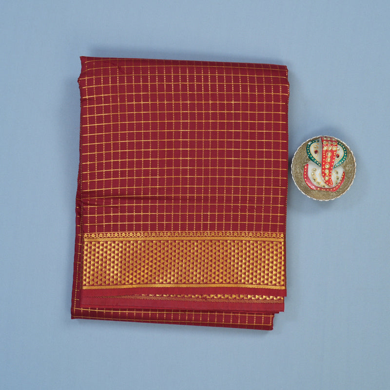 Hayagrivas Maroon Ten Yards Semi Silk Saree KSBE82A13-4