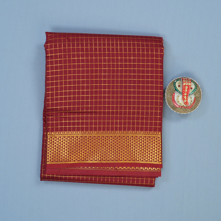 Hayagrivas Maroon Ten Yards Semi Silk Saree KSBE82A13-4
