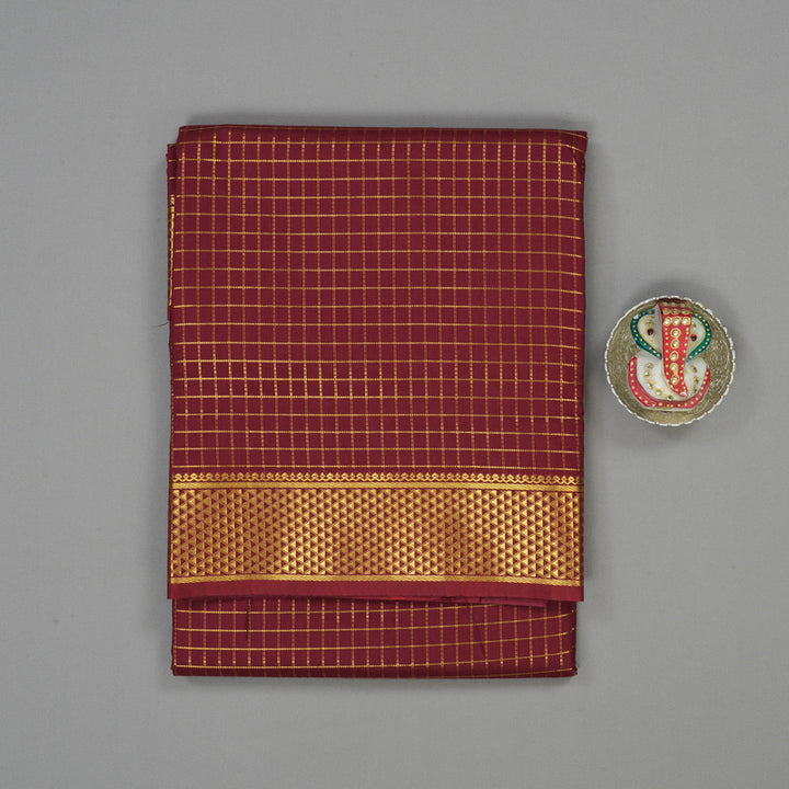 Hayagrivas Maroon Ten Yards Semi Silk Saree KSBE82A13-5