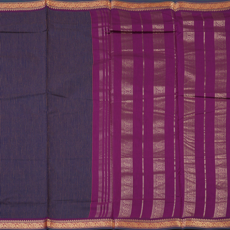Hayagrivas Navy Blue Ten Yards Semi Silk Saree KSBE82A17-2