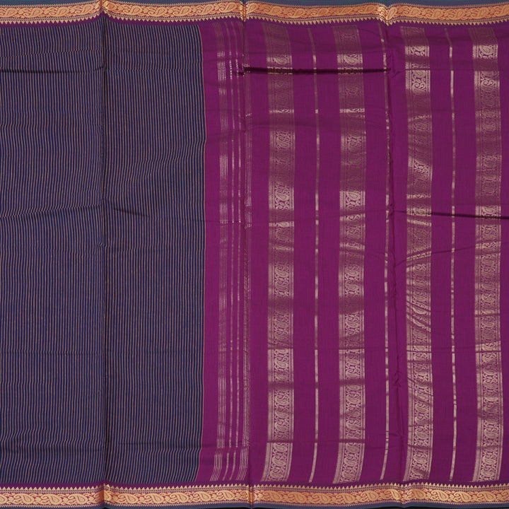 Hayagrivas Navy Blue Ten Yards Semi Silk Saree KSBE82A17-2