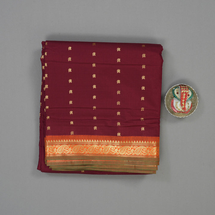 Hayagrivas Maroon Ten Yards Semi Silk Saree KSBE82A18-3