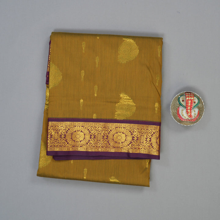 Hayagrivas Honey Mustard Ten Yards Semi Silk Saree KSBE82A19-2