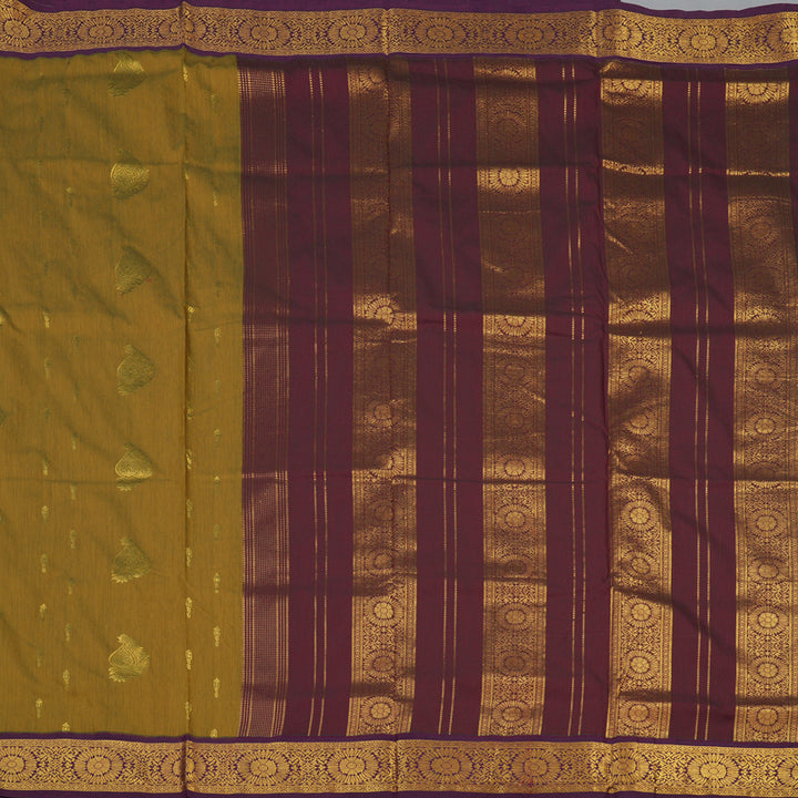 Hayagrivas Honey Mustard Ten Yards Semi Silk Saree KSBE82A19-2