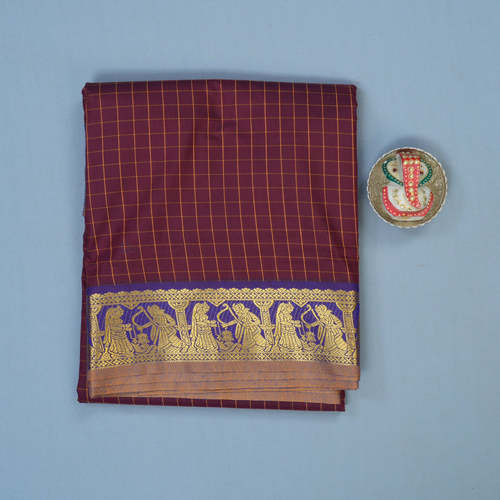 Hayagrivas Maroon Ten Yards Semi Silk Saree KSBE82A20-1