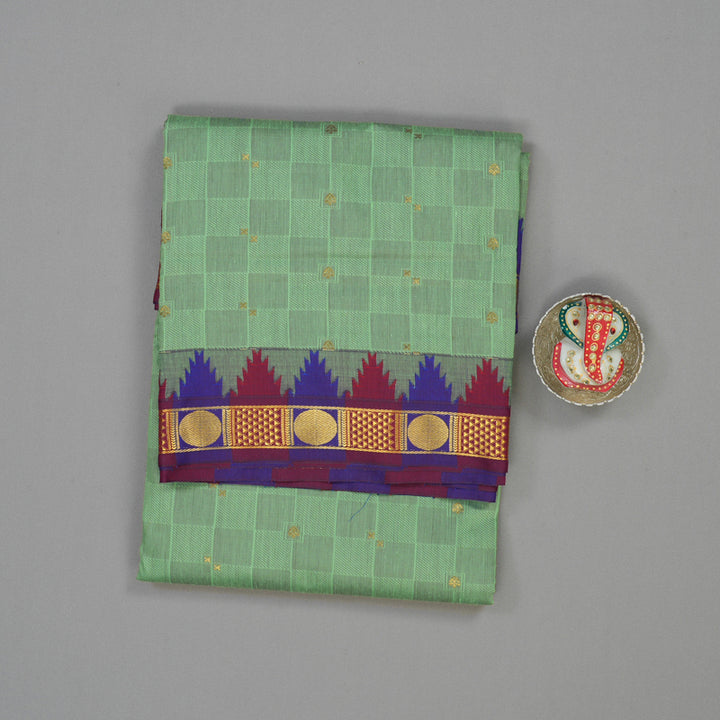 Hayagrivas Pista Green Ten Yards Semi Silk Saree KSBE82A21-1