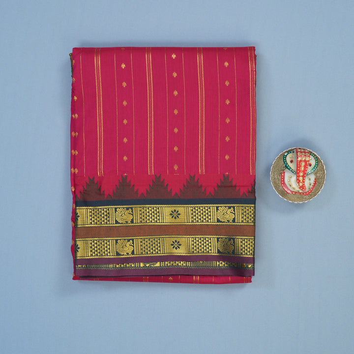 Hayagrivas Pink Ten Yards Semi Silk Saree KSBE82A23-4