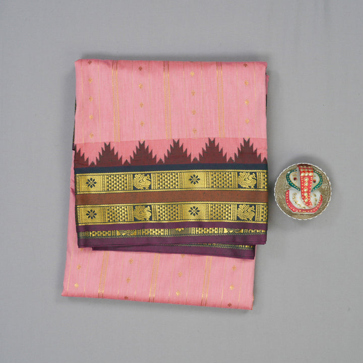 Hayagrivas Rose Pink Ten Yards Semi Silk Saree KSBE82A23-5