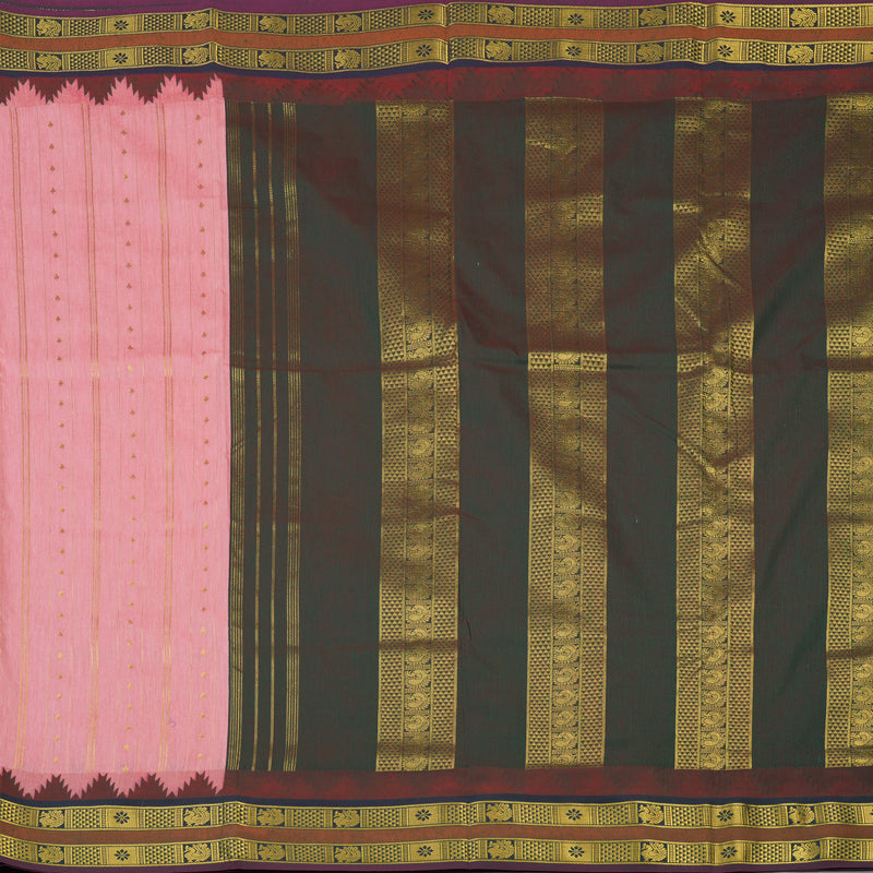 Hayagrivas Rose Pink Ten Yards Semi Silk Saree KSBE82A23-5