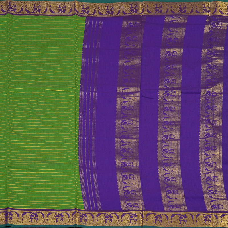 Hayagrivas Parrot Green Ten Yards Semi Silk Saree KSBE82A24-1