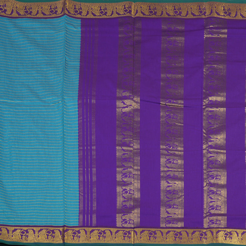 Hayagrivas Powder Blue Ten Yards Semi Silk Saree KSBE82A24-2