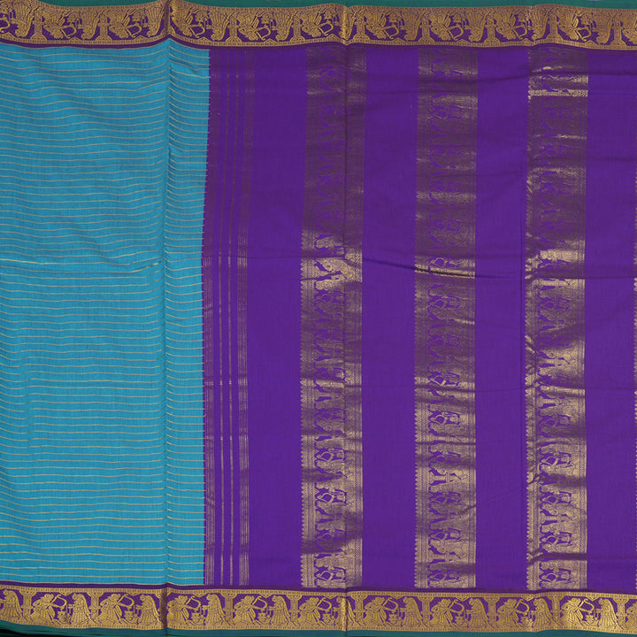 Hayagrivas Powder Blue Ten Yards Semi Silk Saree KSBE82A24-2