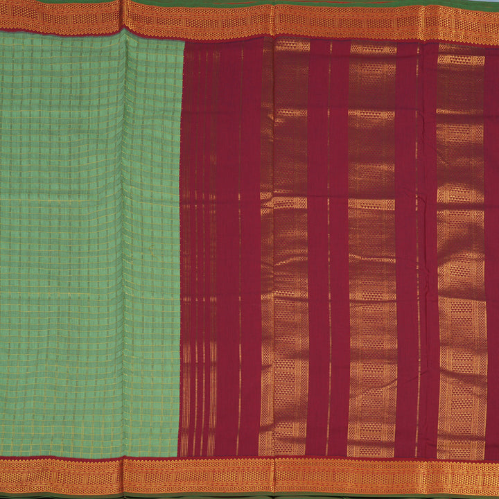 Hayagrivas Pista Green Ten Yards Semi Silk Saree KSBE82A26-2