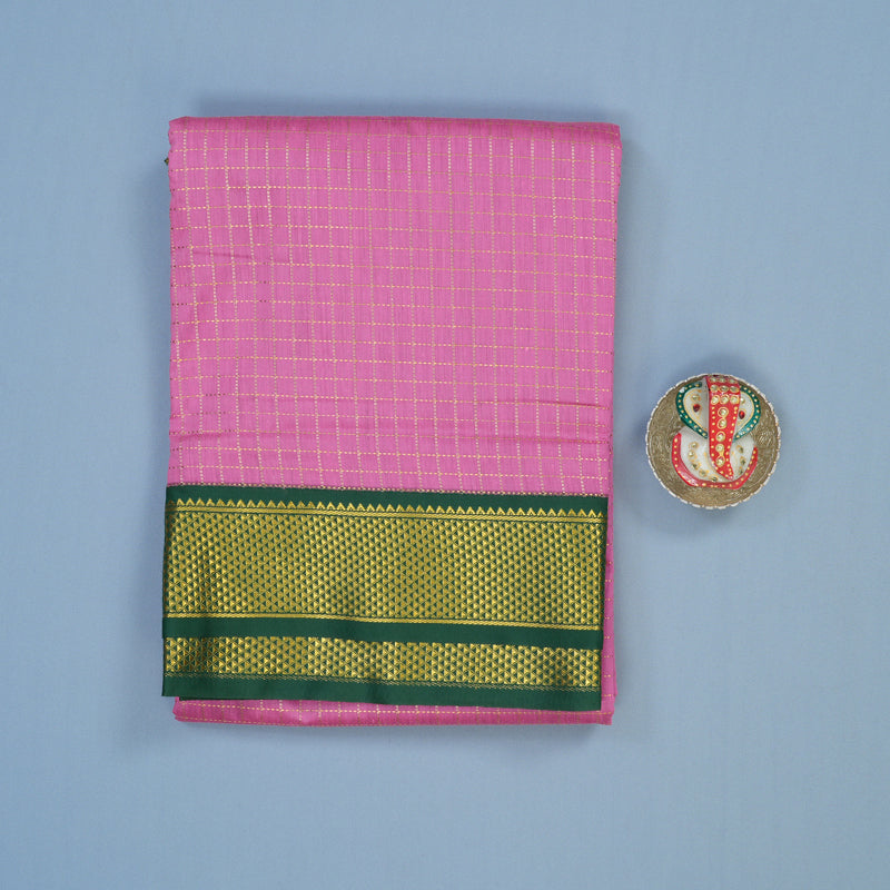 Hayagrivas Rose Pink Ten Yards Semi Silk Saree KSBE82A26-3
