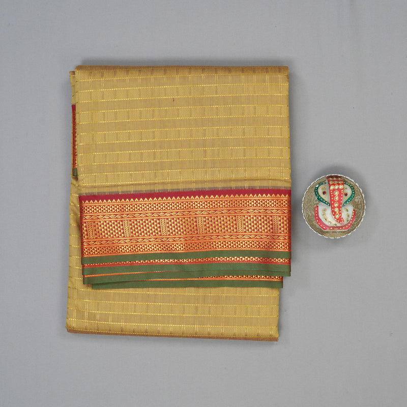 Hayagrivas Khaki Brown Ten Yards Semi Silk Saree KSBE82A26-9