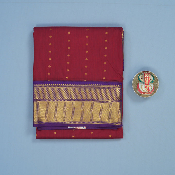 Hayagrivas Maroon Ten Yards Semi Silk Saree KSBE82A27-2