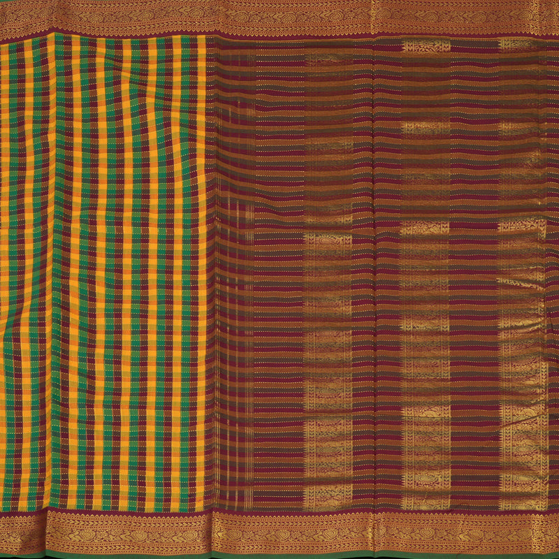 Hayagrivas Multicolour Checks Ten Yards Semi Silk Saree KSBE82A28-1