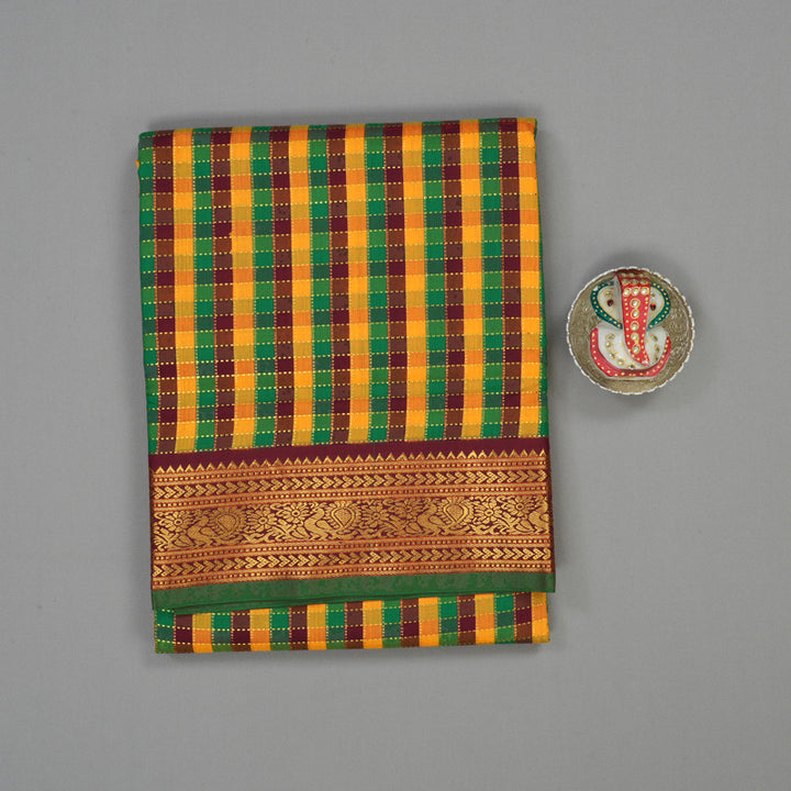 Hayagrivas Multicolour Checks Ten Yards Semi Silk Saree KSBE82A28-4