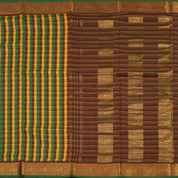 Hayagrivas Multicolour Checks Ten Yards Semi Silk Saree KSBE82A28-4