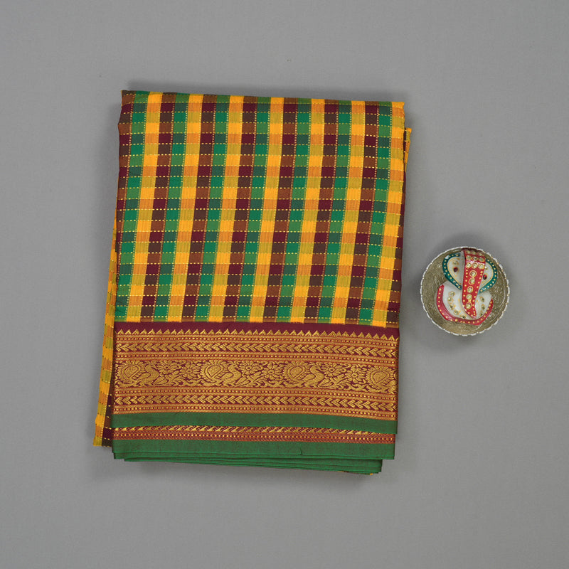 Hayagrivas Multicolour Checks Ten Yards Semi Silk Saree KSBE82A28-5