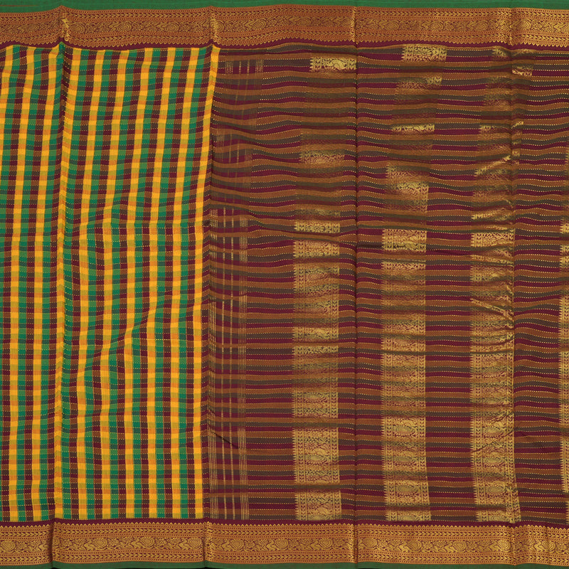 Hayagrivas Multicolour Checks Ten Yards Semi Silk Saree KSBE82A28-5