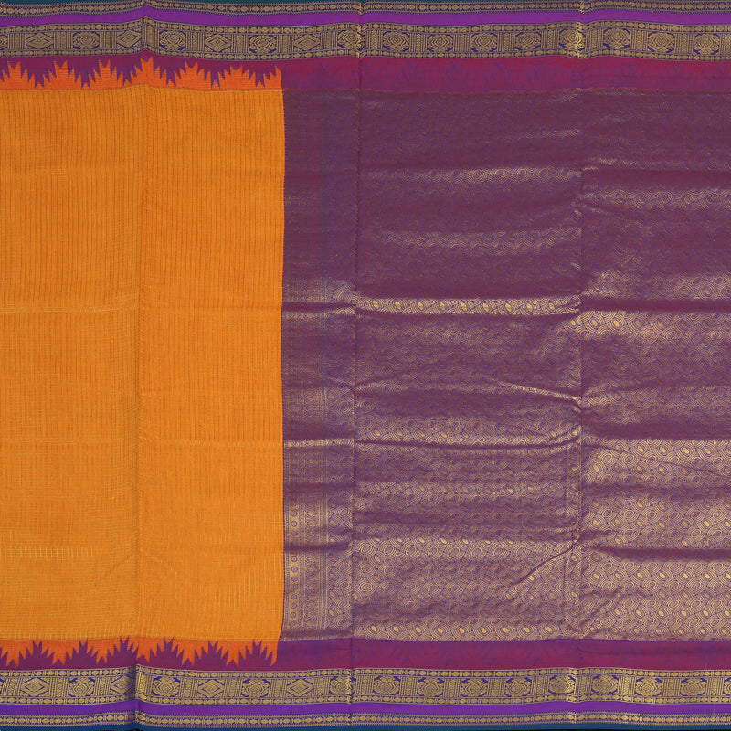 Hayagrivas Orange Ten Yards Semi Silk Saree KSBE82A30-5