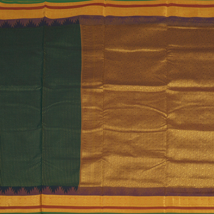 Hayagrivas Bottle Green Ten Yards Semi Silk Saree KSBE82A30-7