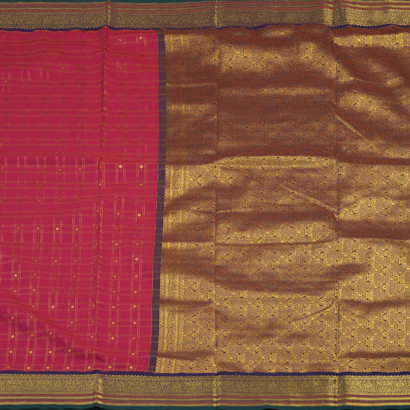 Hayagrivas Pink Ten Yards Semi Silk Saree KSBE82A32-6