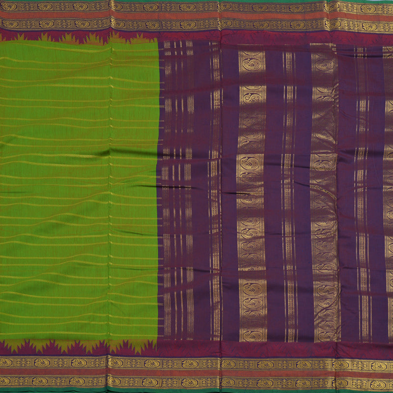 Hayagrivas Parrot Green Ten Yards Semi Silk Saree KSBE82A33-2