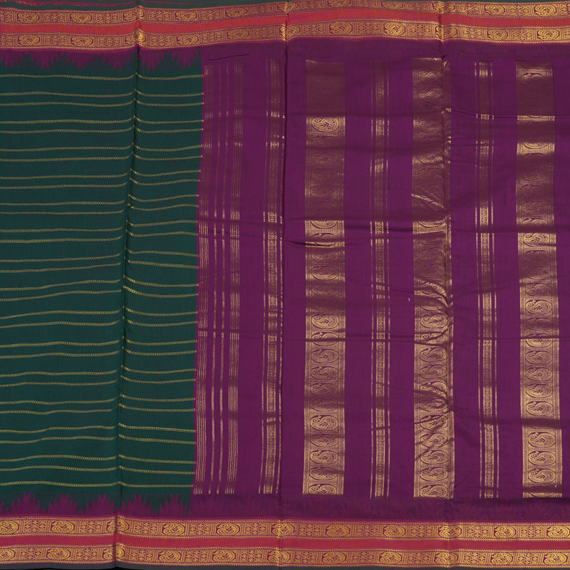 Hayagrivas Bottle Green Ten Yards Semi Silk Saree KSBE82A33-4